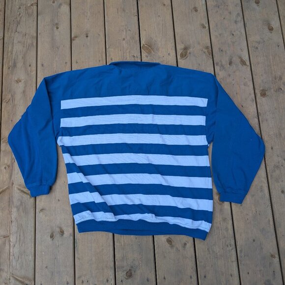 Vintage Lady Foot Locker Blue & White Striped Polo Shirt XL - Picture 6 of 7